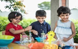 Toddler cooking without fire
